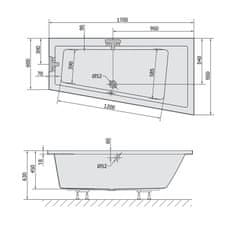 POLYSAN ANDRA R SLIM asymetrická vana 170x90x45cm, bílá 81511S - Polysan