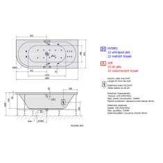 POLYSAN VIVA R HYDRO-AIR hydromasážní vana, 185x80x47cm, bílá 72129HA - Polysan