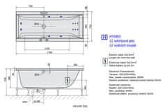 POLYSAN CLEO HYDRO hydromasážní vana, 170x75x48cm, bílá 94611H - Polysan