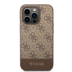 Guess  4G Stripe Zadní Kryt pro iPhone 14 Pro Brown