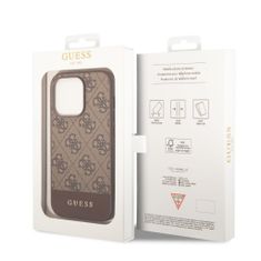 Guess  4G Stripe Zadní Kryt pro iPhone 14 Pro Brown