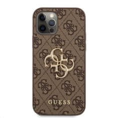 Guess Zadní kryt PU 4G Metal Logo pro iPhone 12-12 Pro Brown