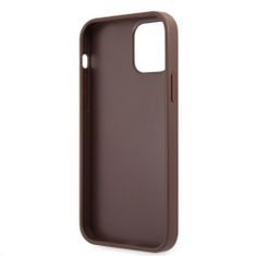 Guess Zadní kryt PU 4G Metal Logo pro iPhone 12-12 Pro Brown