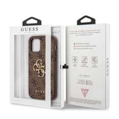 Guess Zadní kryt PU 4G Metal Logo pro iPhone 12-12 Pro Brown