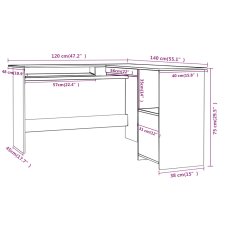 Vidaxl Rohový psací stůl dub sonoma 120 x 140 x 75 cm kompozitní dřevo