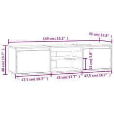 Vidaxl TV skříňka bílá 140 x 35 x 40 cm masivní borové dřevo