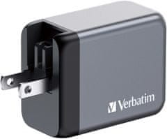 Verbatim cestovní adaptér GNC-65, GaN, 2xUSB-C PD 65W, 1xUSB-A QC 3.0