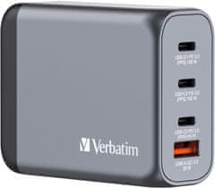 Verbatim cestovní adaptér GNC-100, GaN, 2xUSB-C PD 100W, 1xUSB-C PD 65W, 1xUSB-A QC 3.0