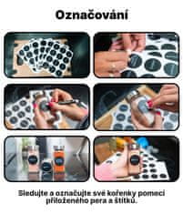 Deco Haus Deco Haus stojan na kořenky s kořenkami, Dvoupatrový kovový a inox stojan, Sada kuchyňských organizérů, stojan na kořenky s 12 dózami na koření, 48 štítků, kartáč, trychtýř