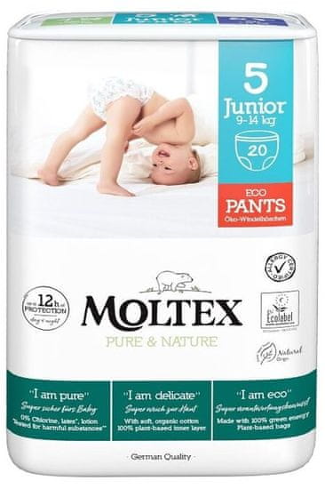 MOLTEX Natahovací plenkové kalhotky Moltex Pure & Nature Junior 9-14 kg (20 ks)