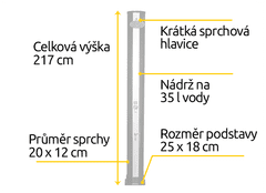 Hawaj Solární sprcha Fantasy Rain 35 l černo-stříbrná