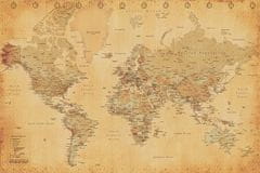 CurePink Plakát World Map: Vintage Style (61 x 91,5 cm)