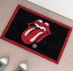 CurePink Rohožka Rolling Stones: Jazyk (60 x 40 cm) černá