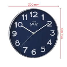 MPM QUALITY Designové plastové hodiny MPM Silver Line, tmavě modrá/tmavě modrá