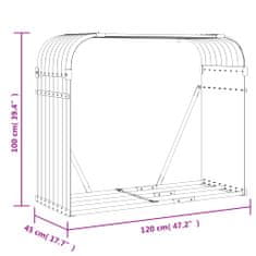 Vidaxl Stojan na dřevo hnědý 120 x 45 x 100 cm pozinkovaná ocel