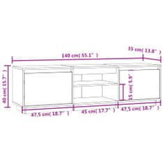 Vidaxl TV skříňka černá 140 x 35 x 40 cm masivní borové dřevo