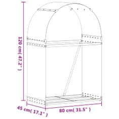 Greatstore Stojan na dřevo stříbrný 80 x 45 x 120 cm pozinkovaná ocel