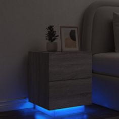 Vidaxl Noční stolek s LED osvětlením šedý sonoma kompozitní dřevo