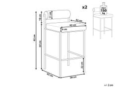 Beliani Tkanina Barová stolička Sada 2 ks Světle šedá AMAYA