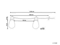 Beliani Venkovní inteligentní LED světelný řetěz s 15 žárovkami a aplikací teplá bílá ITILLEQ