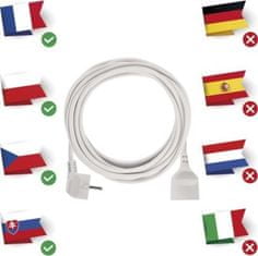 Emos Prodlužovací kabel 5 m / 1 zásuvka / bílý / PVC / 1 mm2