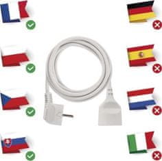 Emos Prodlužovací kabel 3 m / 1 zásuvka / bílý / PVC / 1 mm2