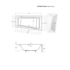 Besco Asymetrická vana INTIMA Bez nožiček 160 × 90 cm Pravé