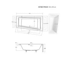 Besco Asymetrická vana INTIMA Bez nožiček 150 × 85 cm Pravé