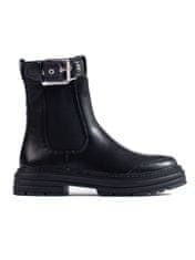 Amiatex Pohodlné kotníčkové boty černé dámské na plochém podpatku + Ponožky Gatta Calzino Strech, černé, 38
