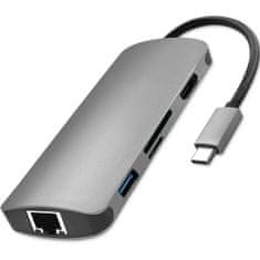 Qoltec  USB-C 3.1 adaptér HDMI, USB, RJ45, microSD