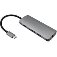 Qoltec USB-C 3.1 adaptér HDMI, USB, RJ45, microSD