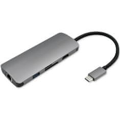 Qoltec  USB-C 3.1 adaptér HDMI, USB, RJ45, microSD