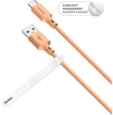 Yenkee kabel YCU 315 OE SILIC USB-A - USB-C, USB 2.0, 1.5m, oranžová