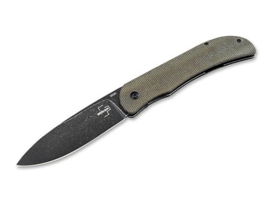 Böker Plus 01BO359 Exskelibur I kapesní nůž 8,9 cm, zelená, Micarta, ocel, spona, nylonové pouzdro