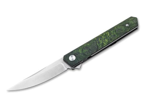 Böker Plus 01BO497 KWAIKEN MINI LIMITED kapesní nůž 7,7 cm, zelená, uhlíkové vlákno, titan, pouzdro