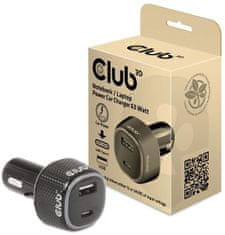 Club 3D autonabíječka pro notebooky 63W, USB-A, USB-C