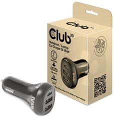 Club 3D autonabíječka pro notebooky 36W, 2xUSB-A, USB-C