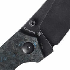 Kizer Ki4593A2 Towser K Black kapesní nůž 8,6 cm, černý Stonewash, černo-modrá, FAT Carbon