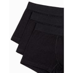 OMBRE Pánské bavlněné boxerky s logem 3-pack V1 OM-UNBO-0105 černé MDN124139 M