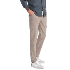 OMBRE Pánské kalhoty z tkaniny REGULAR béžové MDN124150 S