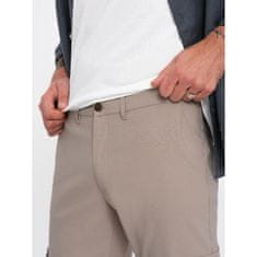 OMBRE Pánské kalhoty z tkaniny REGULAR béžové MDN124150 S