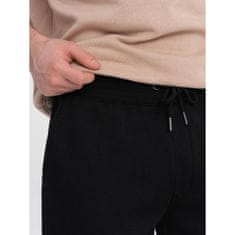 OMBRE Pánské tepláky s prošíváním a zipem na nohavicích V1 OM-PASK-0147 černé MDN124161 S