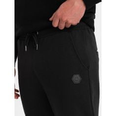 OMBRE Pánské tepláky s prošíváním na nohavicích V1 OM-PASK-0128 černé MDN124165 S