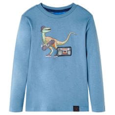 Greatstore Dětské tričko s dlouhým rukávem Dinosaurus středně modré 140