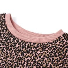 Greatstore Dětská mikina leopardí potisk středně růžová 128