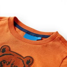 Vidaxl Dětské tričko s dlouhým rukávem Medvěd tmavě oranžové 116