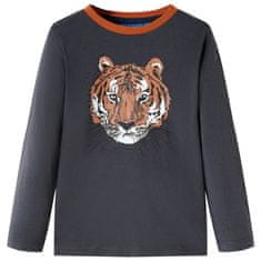 Greatstore Dětské tričko s dlouhým rukávem Tygr antracitové 92