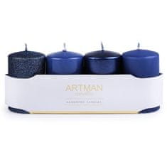 MojeParty Adventní svíčky válec 6 x 9 cm modrý mix 4 ks