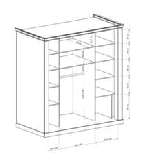 Veneti Dvoudveřová skříň AILISH - šířka 211 cm, dub kraft zlatý