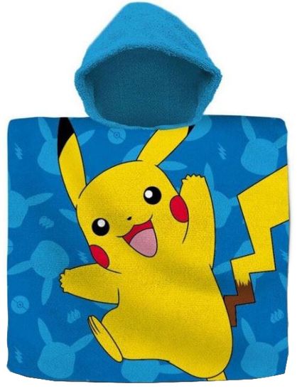 CurePink Dětský ručník - pončo Pokémon: Pikachu (60 x 60 cm)